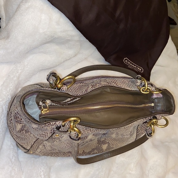 Coach tote in reptile brown and beige. EUC - Picture 2 of 4